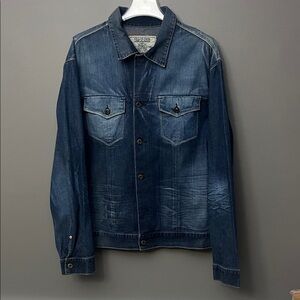 Vintage Guess Jeans Men's Dark Blue Denim Jacket - Size XL
